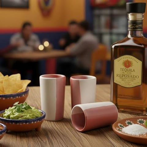 MEXTEQUIL Artisan Handmade Ceramic Shot Glasses Set - Modern Tequila & Mezcal Shooters - Unique Rustic Home Bar Gift (Canyon Clay) - MEXTEQUIL