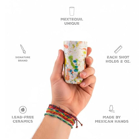 Handcrafted Ceramic Tequila Shot Glasses – Confetti Pop | Set of 4 - MEXTEQUIL