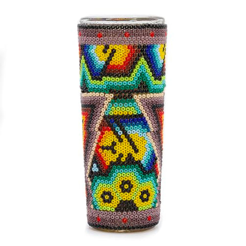 Huichol Wixárika Beaded Tequila Shot Glass – Chaquira Folk Art - MEXTEQUIL