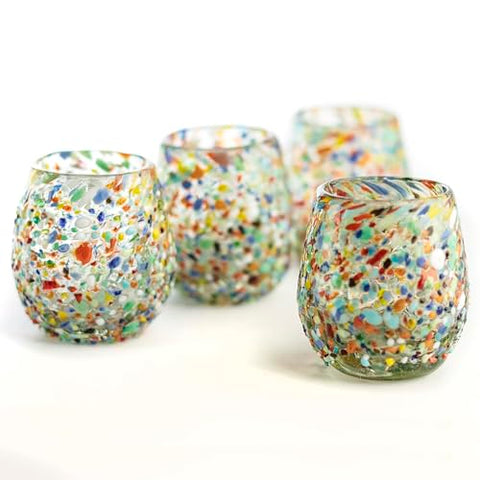 Hand-Blown Glass Barrel Tequila Shot Glasses – Artisan Mexican Barware | Set of 4 - MEXTEQUIL