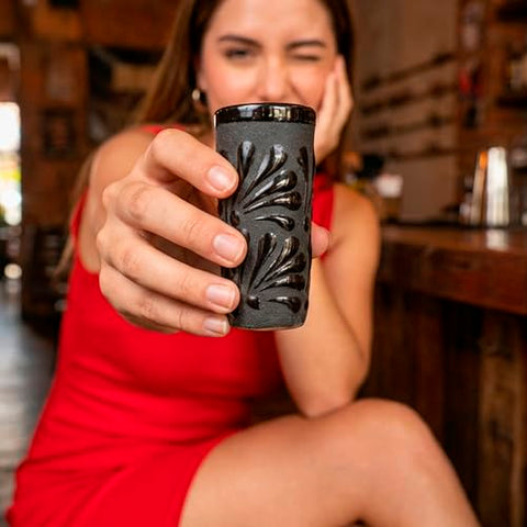 Handcrafted Floral Ceramic Tequila Shot Glasses – Traditional Mexican Design | Set of 4 - MEXTEQUIL