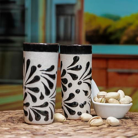 Handcrafted Floral Ceramic Tequila Shot Glasses – Traditional Mexican Design | Set of 4 - MEXTEQUIL