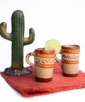 Terracotta Shot Glasses - Set of 4 - 2 Oz (With Handle) - MEXTEQUIL: MEXICRAFT IMPORTS LLC