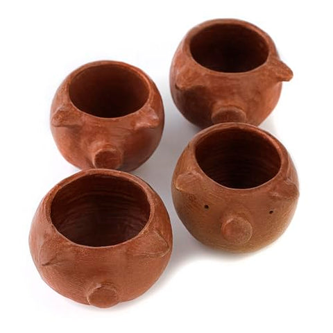 Set of 4 Red Clay Tequila Shot Glasses from Oaxaca - MEXTEQUIL