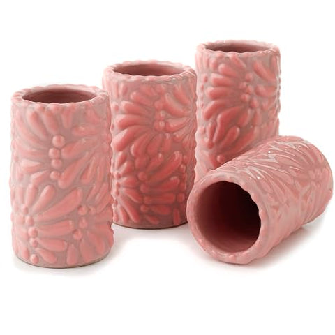 Hand-Painted Talavera Tequila Shot Glasses – Mexican Pink Fusion | Set of 4 - MEXTEQUIL