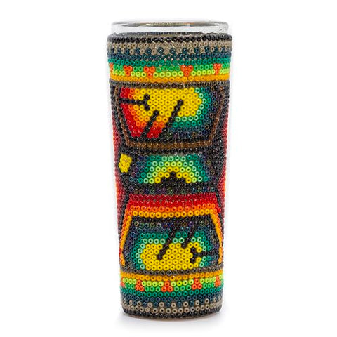 Huichol Wixárika Beaded Tequila Shot Glass – Chaquira Folk Art - MEXTEQUIL