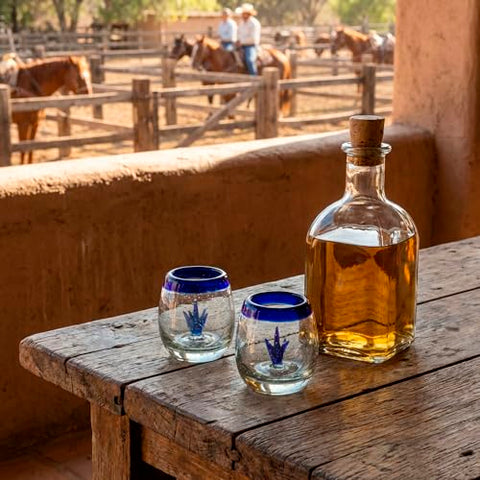 Hand-Blown Glass Barrel Tequila Shot Glasses – Artisan Mexican Barware | Set of 4 - MEXTEQUIL