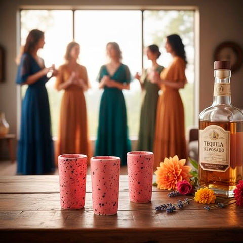 MEXTEQUIL Artisan Handmade Ceramic Shot Glasses Set - Modern Tequila & Mezcal Shooters - Unique Rustic Home Bar Gift (Cotton Candy Speckle) - MEXTEQUIL