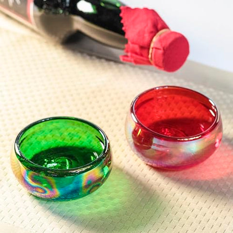 MEXTEQUIL - Authentic Mexican Tequila Mezcal Shot Glasses - Mezcalero - Jicaras - Set of shot glasses - 4 pcs - 2 Oz - Mexican Hand Blown Shot Glass (Mixed Colors) - MEXTEQUIL