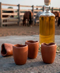 Set of 4 Red Clay Tequila Shot Glasses from Oaxaca - MEXTEQUIL