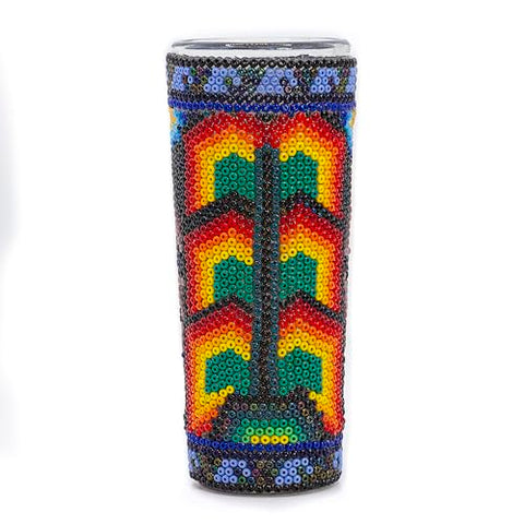 Huichol Wixárika Beaded Tequila Shot Glass – Chaquira Folk Art - MEXTEQUIL