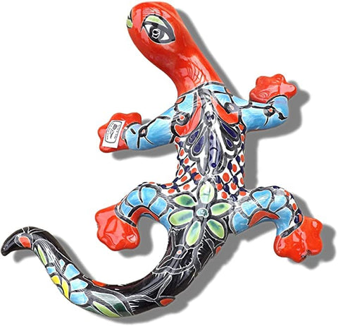 MEXTEQUIL - Soporte de pared de cerámica mexicana Talavera Gecko - Pintado a mano - Jardín de cerámica hecho a mano (9 x 8) - MEXTEQUIL