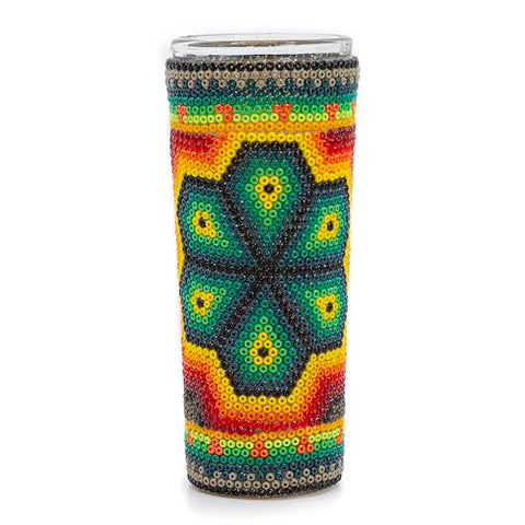 Huichol Wixárika Beaded Tequila Shot Glass – Chaquira Folk Art - MEXTEQUIL