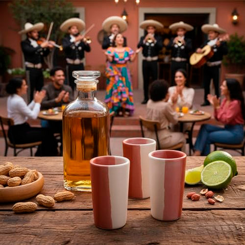 MEXTEQUIL Artisan Handmade Ceramic Shot Glasses Set - Modern Tequila & Mezcal Shooters - Unique Rustic Home Bar Gift (Canyon Clay) - MEXTEQUIL