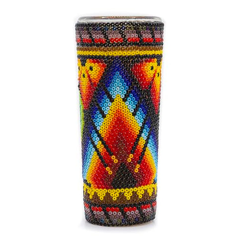 Huichol Wixárika Beaded Tequila Shot Glass – Chaquira Folk Art - MEXTEQUIL