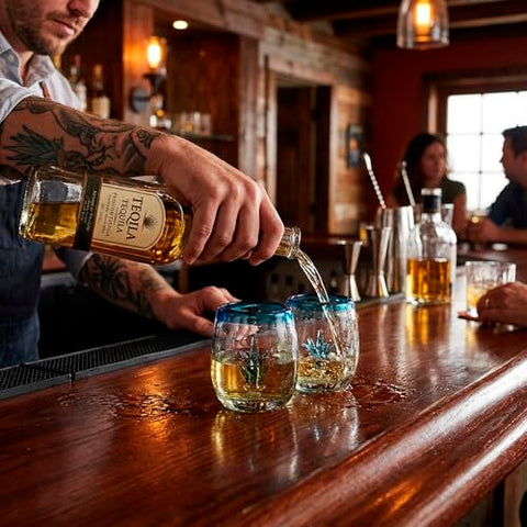 Hand-Blown Glass Barrel Tequila Shot Glasses – Artisan Mexican Barware | Set of 4 - MEXTEQUIL