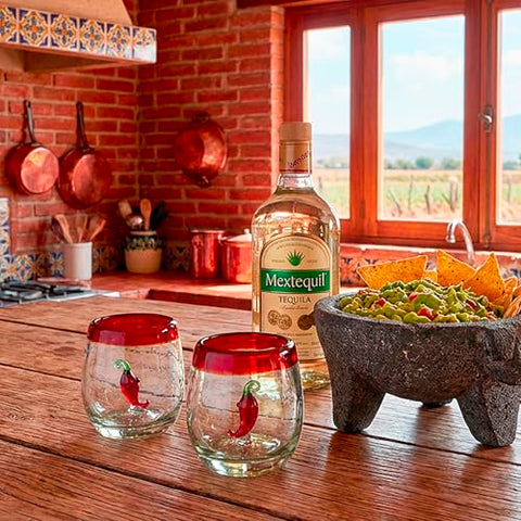 Hand-Blown Glass Barrel Tequila Shot Glasses – Artisan Mexican Barware | Set of 4 - MEXTEQUIL