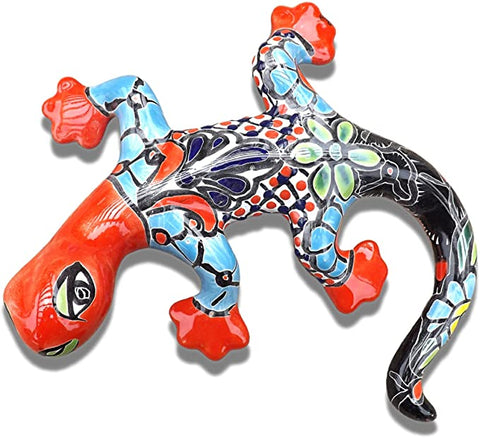 MEXTEQUIL - Soporte de pared de cerámica mexicana Talavera Gecko - Pintado a mano - Jardín de cerámica hecho a mano (9 x 8) - MEXTEQUIL