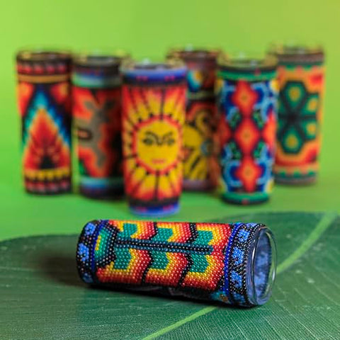 Huichol Wixárika Beaded Tequila Shot Glass – Chaquira Folk Art - MEXTEQUIL