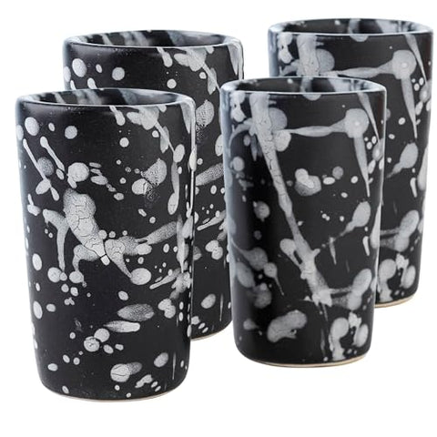 Handcrafted Ceramic Tequila Shot Glasses – Monochrome Splash | Set of 4 - MEXTEQUIL