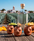Set of 4 Red Clay Tequila Shot Glasses from Oaxaca - MEXTEQUIL