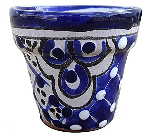 Talavera Hand-Painted Pottery Planters - Set of 3 (Flowers 2.8") - MEXTEQUIL: MEXICRAFT IMPORTS LLC