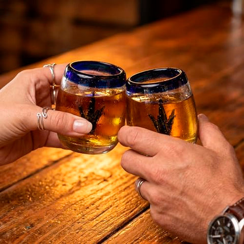 Hand-Blown Glass Barrel Tequila Shot Glasses – Artisan Mexican Barware | Set of 4 - MEXTEQUIL