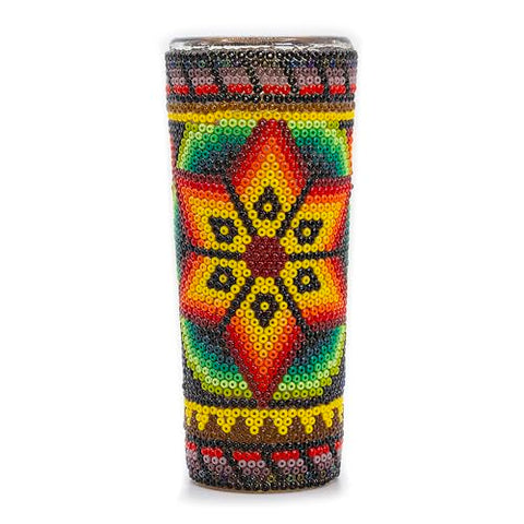 Huichol Wixárika Beaded Tequila Shot Glass – Chaquira Folk Art - MEXTEQUIL