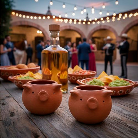Set of 4 Red Clay Tequila Shot Glasses from Oaxaca - MEXTEQUIL