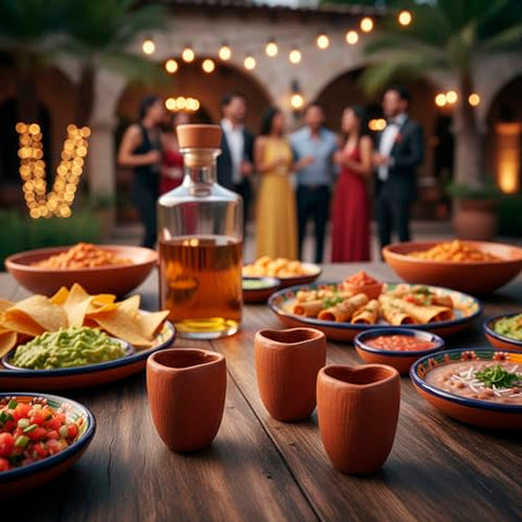 Set of 4 Red Clay Tequila Shot Glasses from Oaxaca - MEXTEQUIL
