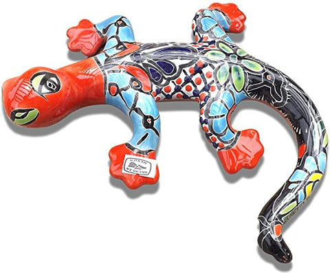 MEXTEQUIL - Soporte de pared de cerámica mexicana Talavera Gecko - Pintado a mano - Jardín de cerámica hecho a mano (9 x 8) - MEXTEQUIL