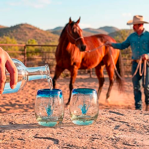 Hand-Blown Glass Barrel Tequila Shot Glasses – Artisan Mexican Barware | Set of 4 - MEXTEQUIL