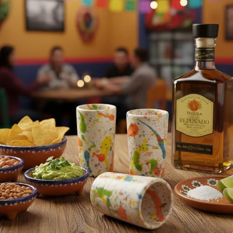 Handcrafted Ceramic Tequila Shot Glasses – Confetti Pop | Set of 4 - MEXTEQUIL