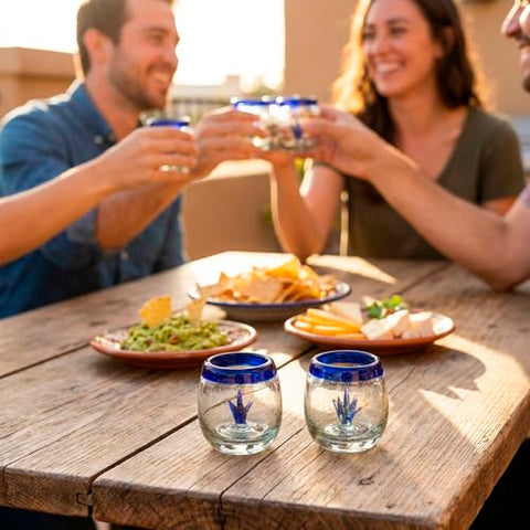 Hand-Blown Glass Barrel Tequila Shot Glasses – Artisan Mexican Barware | Set of 4 - MEXTEQUIL
