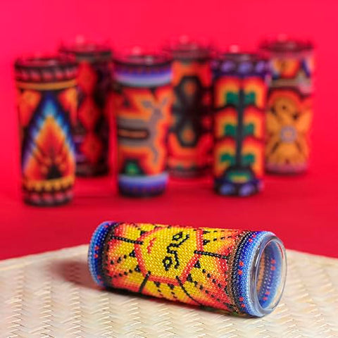 Huichol Wixárika Beaded Tequila Shot Glass – Chaquira Folk Art - MEXTEQUIL