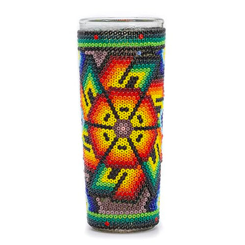 Huichol Wixárika Beaded Tequila Shot Glass – Chaquira Folk Art - MEXTEQUIL
