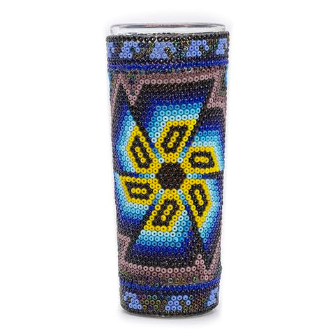 Huichol Wixárika Beaded Tequila Shot Glass – Chaquira Folk Art - MEXTEQUIL