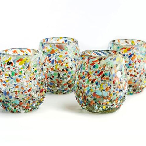 Hand-Blown Glass Barrel Tequila Shot Glasses – Artisan Mexican Barware | Set of 4 - MEXTEQUIL