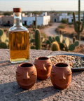 Set of 4 Red Clay Tequila Shot Glasses from Oaxaca - MEXTEQUIL