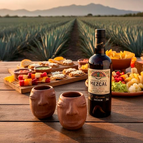 Set of 4 Red Clay Tequila Shot Glasses from Oaxaca - MEXTEQUIL