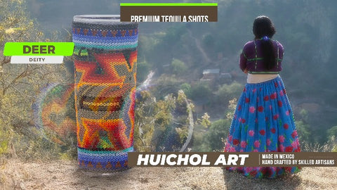 Huichol Wixárika Beaded Tequila Shot Glass – Chaquira Folk Art - MEXTEQUIL