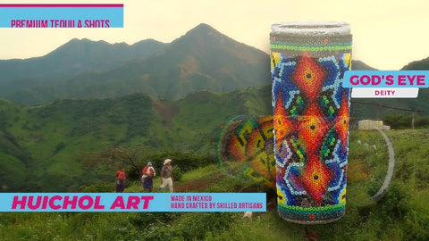 Huichol Wixárika Beaded Tequila Shot Glass – Chaquira Folk Art - MEXTEQUIL