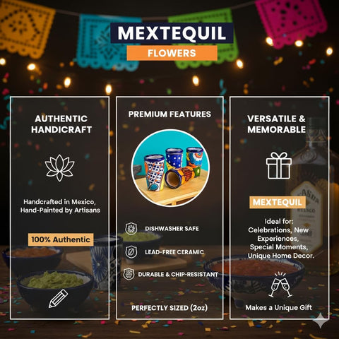 Vibrant Hand-Painted Talavera Shot Glasses Set, Authentic Mexican Tequila Art