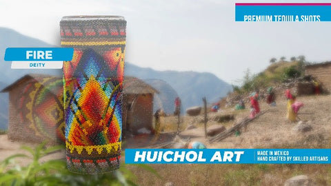 Huichol Wixárika Beaded Tequila Shot Glass – Chaquira Folk Art - MEXTEQUIL