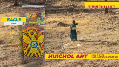 Huichol Wixárika Beaded Tequila Shot Glass – Chaquira Folk Art - MEXTEQUIL