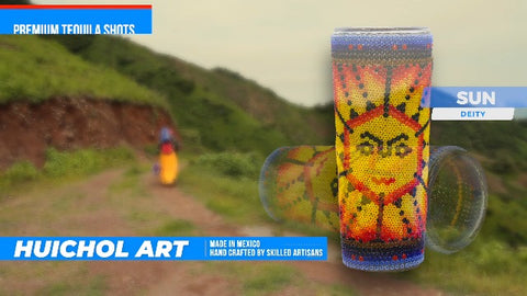 Huichol Wixárika Beaded Tequila Shot Glass – Chaquira Folk Art - MEXTEQUIL