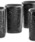 Authentic Handcrafted Barro Negro Square Mezcal Tequila Glasses, Set of Four