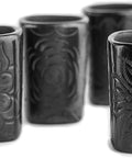 Authentic Handcrafted Barro Negro Square Mezcal Tequila Glasses, Set of Four