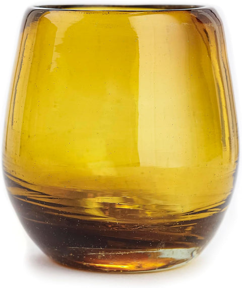 Mexican Barrel Shot Glasses, Hand Blown Tequila Set, Unique Barrel-Shaped Glasses (Amber)