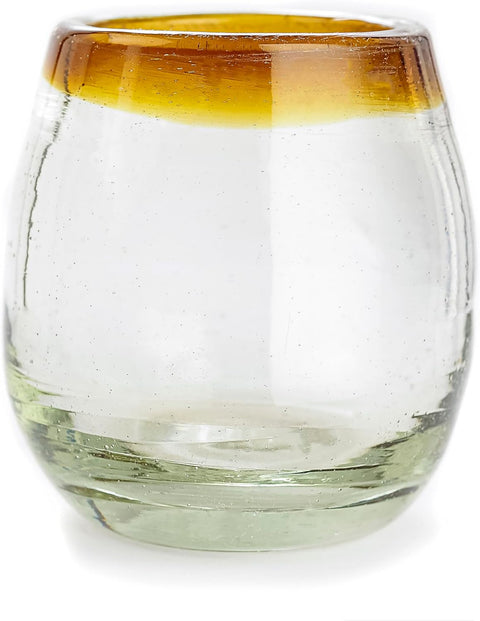 Mexican Barrel Shot Glasses, Hand Blown Tequila Set, Unique Barrel-Shaped Glasses (Amber)